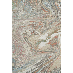 HomeRoots 9' X 12' Beige Copper Green Abstract Washable Area Rug - Durable, UV-Protected, Pet-Friendly Design! 683098