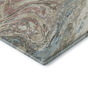HomeRoots 9' X 12' Beige Copper Green Abstract Washable Area Rug - Durable, UV-Protected, Pet-Friendly Design! 683098