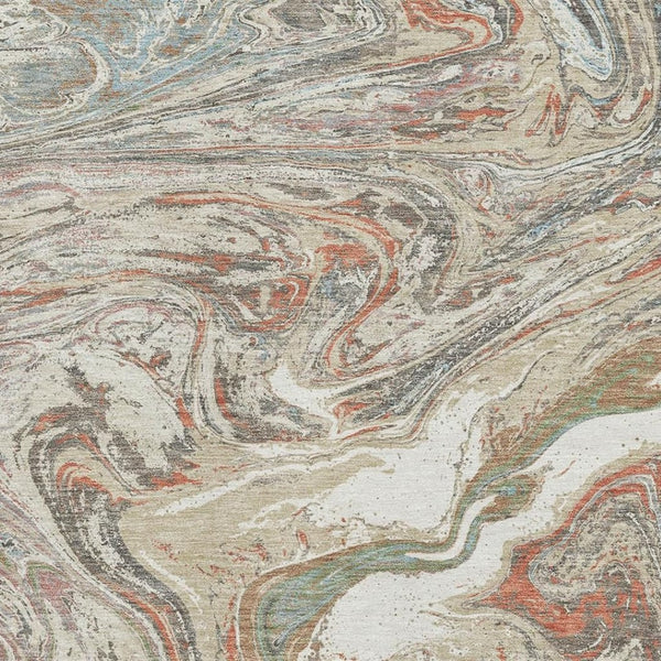 HomeRoots 10' Beige, Copper & Green Abstract Area Rug - Washable, UV-Protected, Durable for Busy Homes 683099