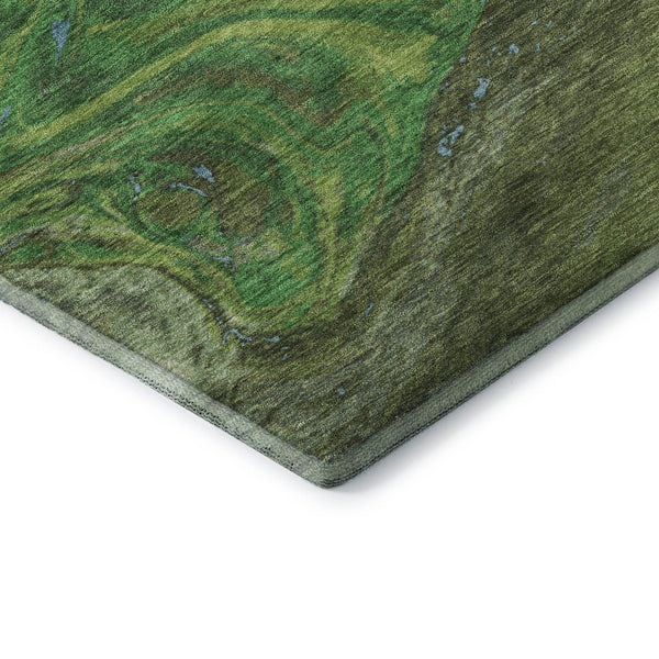 HomeRoots 8' Contemporary Abstract Round Rug in Green, Blue, and Ivory - Washable, Stain Resistant, UV Protected 683108