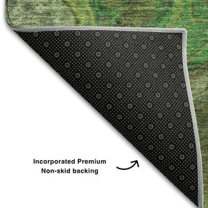 HomeRoots 8' X 10' Abstract Area Rug in Green, Blue & Ivory - Washable, UV-Protected, Perfect for High-Traffic Spaces 683109
