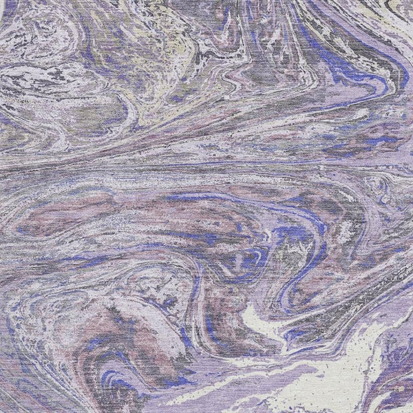 HomeRoots 5' X 8' Modern Lavender Gray & Ivory Abstract Area Rug - Washable, UV Protected, Pet-Friendly Design 683119