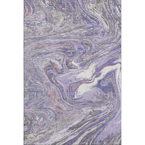 HomeRoots 8' X 10' Stylish Lavender Gray & Ivory Abstract Washable Area Rug with UV Protection & Durability 683121