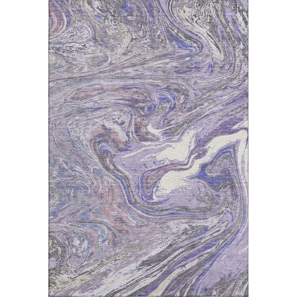 HomeRoots 8' X 10' Stylish Lavender Gray & Ivory Abstract Washable Area Rug with UV Protection & Durability 683121