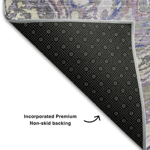 HomeRoots 8' X 10' Stylish Lavender Gray & Ivory Abstract Washable Area Rug with UV Protection & Durability 683121