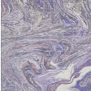 HomeRoots 8' X 10' Stylish Lavender Gray & Ivory Abstract Washable Area Rug with UV Protection & Durability 683121