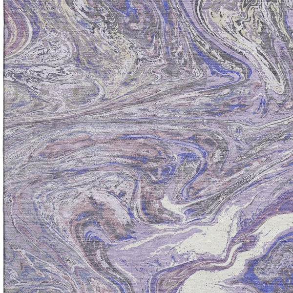HomeRoots 8' X 10' Stylish Lavender Gray & Ivory Abstract Washable Area Rug with UV Protection & Durability 683121