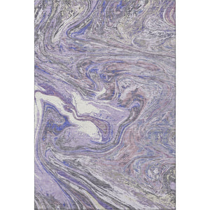 HomeRoots 8' X 10' Stylish Lavender Gray & Ivory Abstract Washable Area Rug with UV Protection & Durability 683121