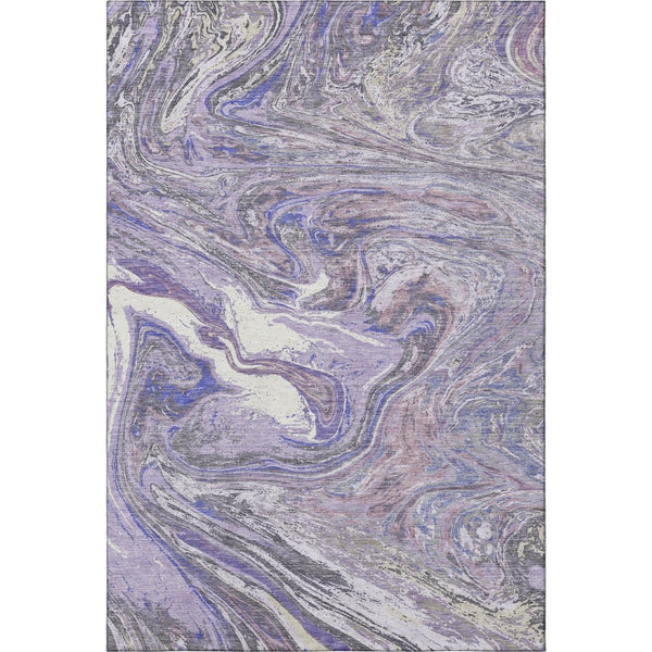 HomeRoots 8' X 10' Stylish Lavender Gray & Ivory Abstract Washable Area Rug with UV Protection & Durability 683121