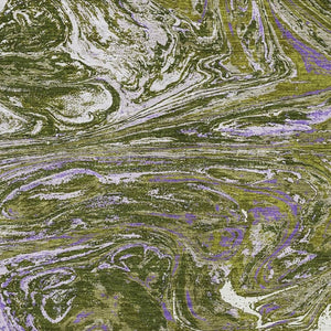 HomeRoots 10' X 14' Olive Green Purple Ivory Abstract Area Rug - Washable, UV Resistant, Stylish & Durable! 683135