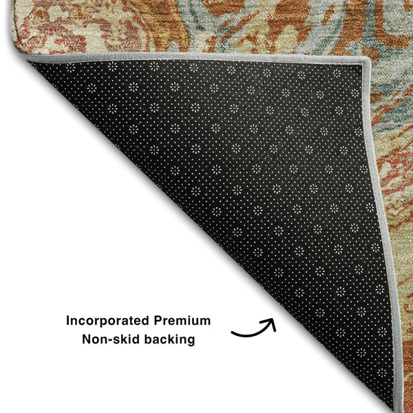 HomeRoots 8' X 10' Abstract Rust Gray and Ivory Area Rug – Durable, Washable, UV-Protected for Modern Homes 683151