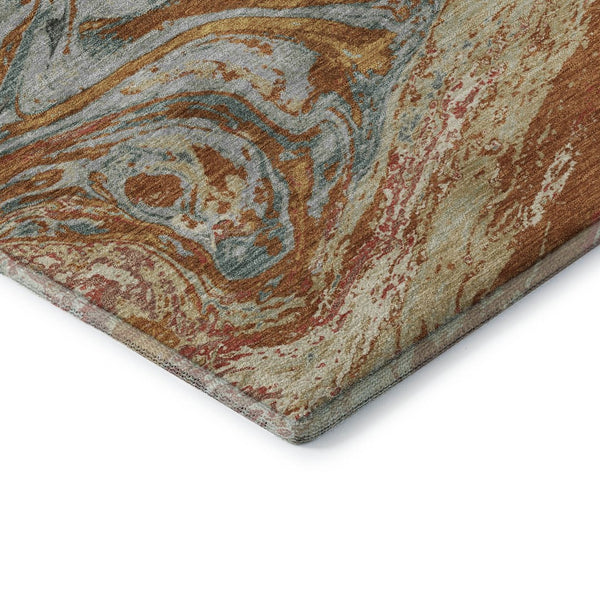 HomeRoots 8' X 10' Abstract Rust Gray and Ivory Area Rug – Durable, Washable, UV-Protected for Modern Homes 683151