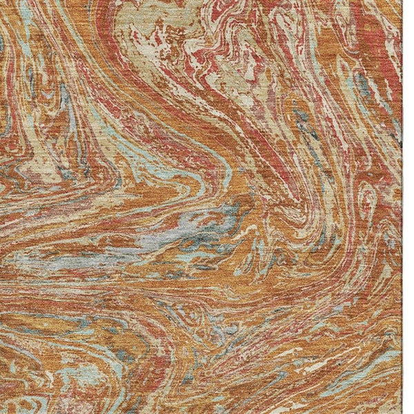 HomeRoots 8' X 10' Abstract Rust Gray and Ivory Area Rug – Durable, Washable, UV-Protected for Modern Homes 683151