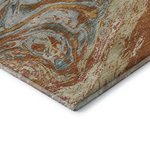 HomeRoots 9' X 12' Abstract Rust Gray Ivory Area Rug - Washable, UV Resistant, Perfect for High-Traffic Areas 683152