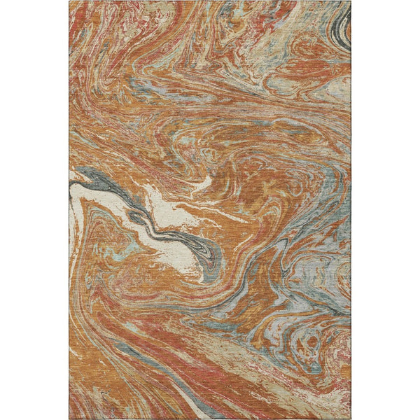 HomeRoots 9' X 12' Abstract Rust Gray Ivory Area Rug - Washable, UV Resistant, Perfect for High-Traffic Areas 683152