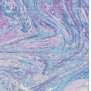 HomeRoots 5' X 8' Sky Blue Lavender Ivory Abstract Area Rug - Washable, UV Protected, Soft & Stylish Design! 683155
