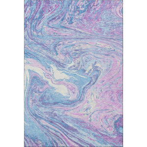 HomeRoots 5' X 8' Sky Blue Lavender Ivory Abstract Area Rug - Washable, UV Protected, Soft & Stylish Design! 683155