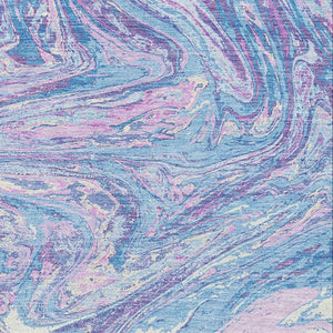 HomeRoots 8' X 10' Sky Blue, Lavender & Ivory Abstract Washable Area Rug with UV Protection for Modern Homes 683157
