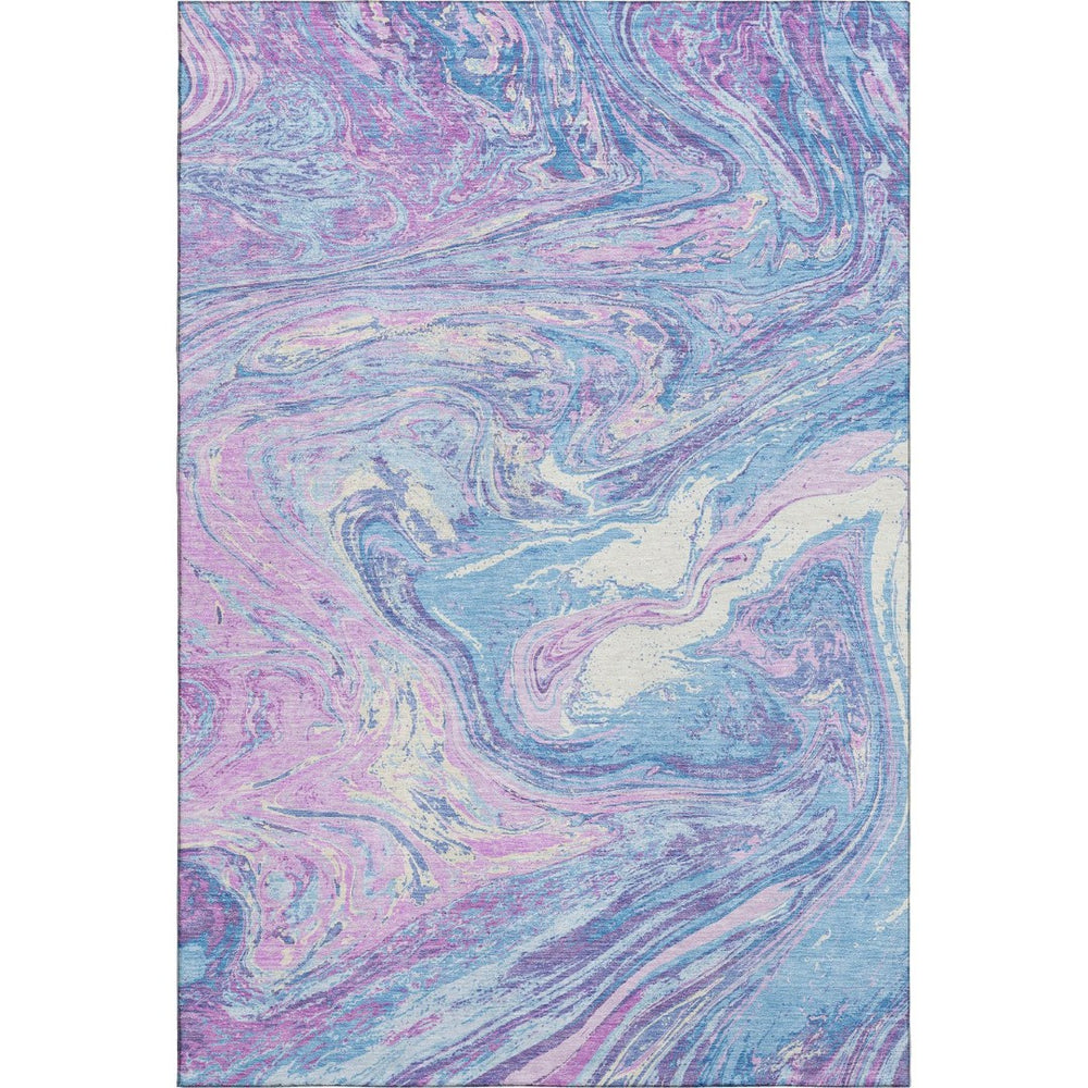 HomeRoots 10' X 14' Sky Blue Lavender Ivory Washable Area Rug – UV Protected, Durable & Stylish for High-Traffic Spaces 683159