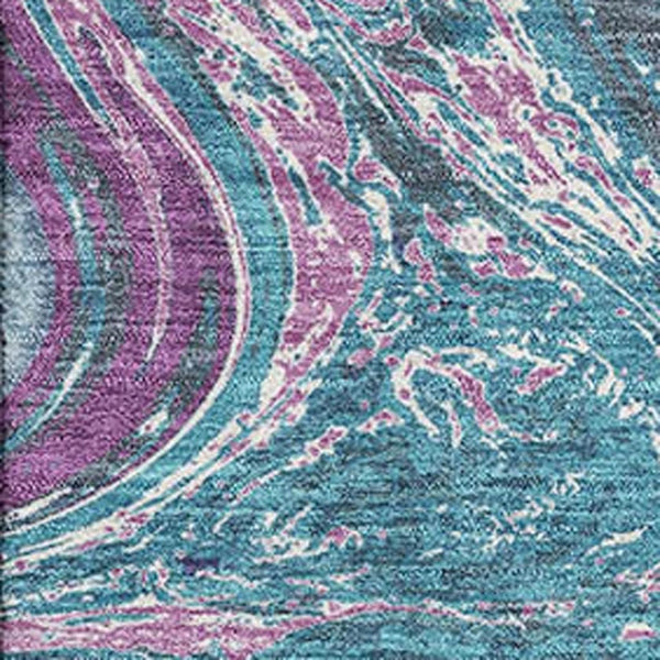 HomeRoots 10' X 14' Teal Purple Ivory Abstract Area Rug - Washable, UV Protected, Ideal for High-Traffic Spaces 683165