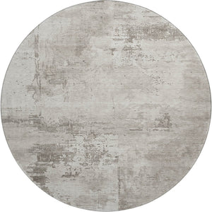 HomeRoots 8' Beige and Ivory Abstract Round Rug – Washable, UV-Protected, Durable for Indoor & Outdoor Spaces 683168