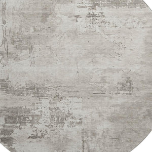 HomeRoots 8' Beige and Ivory Abstract Round Rug – Washable, UV-Protected, Durable for Indoor & Outdoor Spaces 683168