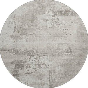 HomeRoots 8' Beige and Ivory Abstract Round Rug – Washable, UV-Protected, Durable for Indoor & Outdoor Spaces 683168