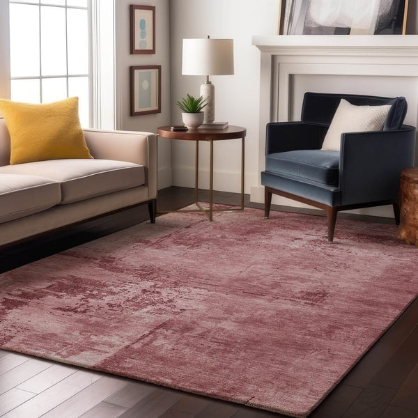 HomeRoots 5' X 8' Blush & Mauve Abstract Washable Area Rug - Durable, UV-Protected for Modern Living Spaces 683173