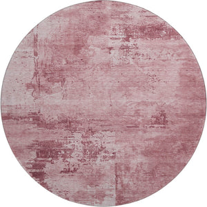 HomeRoots 8' Blush and Mauve Abstract Round Rug - Washable, UV-Protected, Ideal for High-Traffic Spaces 683174