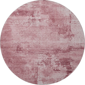 HomeRoots 8' Blush and Mauve Abstract Round Rug - Washable, UV-Protected, Ideal for High-Traffic Spaces 683174