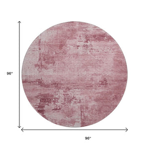 HomeRoots 8' Blush and Mauve Abstract Round Rug - Washable, UV-Protected, Ideal for High-Traffic Spaces 683174