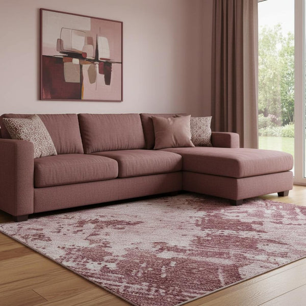 HomeRoots 8' X 10' Modern Blush and Mauve Abstract Area Rug - Washable, UV Protected, Stylish & Durable Design 683175