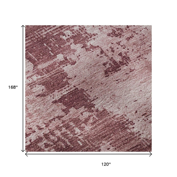 HomeRoots 10' Blush and Mauve Abstract Area Rug - Washable, UV-Protected, Stain-Resistant for High-Traffic Spaces 683177