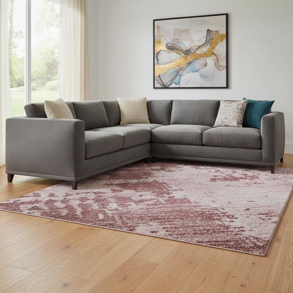 HomeRoots 10' Blush and Mauve Abstract Area Rug - Washable, UV-Protected, Stain-Resistant for High-Traffic Spaces 683177