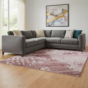 HomeRoots 10' Blush and Mauve Abstract Area Rug - Washable, UV-Protected, Stain-Resistant for High-Traffic Spaces 683177