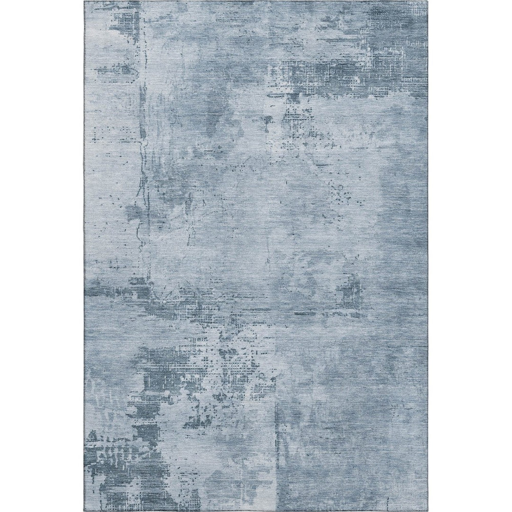 HomeRoots 8' X 10' Denim Blue & Ivory Abstract Area Rug - Durable, Washable, UV Protected for Stylish Living Spaces 683181