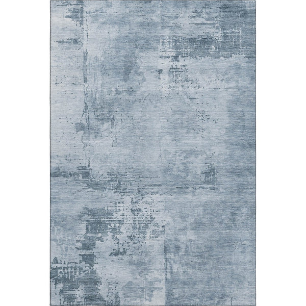 HomeRoots 9' X 12' Denim Blue & Ivory Abstract Washable Area Rug - Durable, UV-Protected & Easy-Care Design 683182