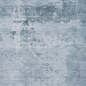 HomeRoots 9' X 12' Denim Blue & Ivory Abstract Washable Area Rug - Durable, UV-Protected & Easy-Care Design 683182