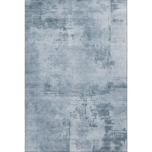 HomeRoots 9' X 12' Denim Blue & Ivory Abstract Washable Area Rug - Durable, UV-Protected & Easy-Care Design 683182