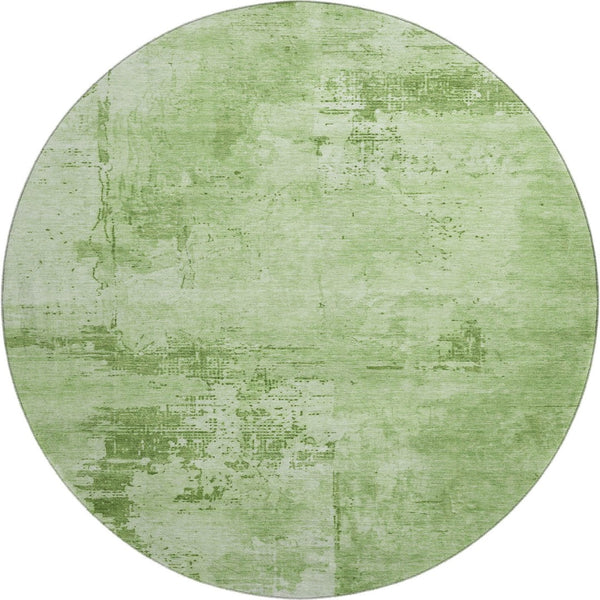 HomeRoots 8' Green And Beige Abstract Round Rug – Washable, UV-Protected, Stain-Resistant, Soft & Stylish! 683186