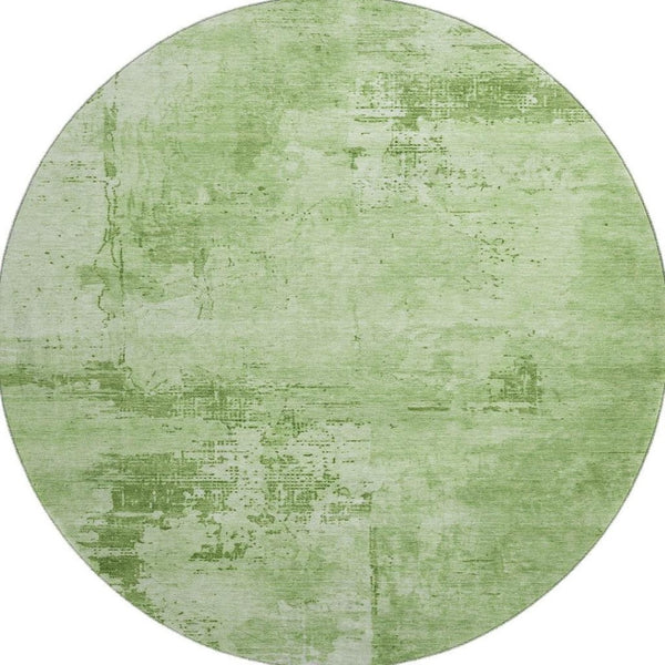 HomeRoots 8' Green And Beige Abstract Round Rug – Washable, UV-Protected, Stain-Resistant, Soft & Stylish! 683186