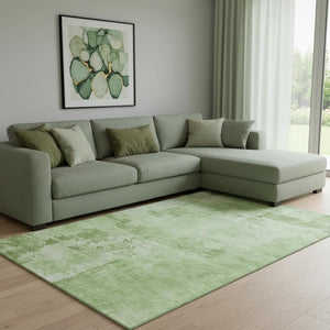 HomeRoots 8' X 10' Green and Beige Abstract Area Rug - Durable, Stain-Resistant, UV-Protected for Easy Care! 683187