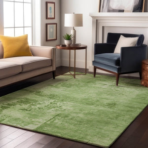 HomeRoots 9' X 12' Abstract Green and Beige Washable Area Rug - UV Protected, Durable, Ideal for Families 683188
