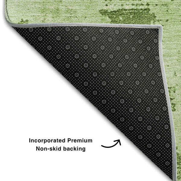 HomeRoots 9' X 12' Abstract Green and Beige Washable Area Rug - UV Protected, Durable, Ideal for Families 683188