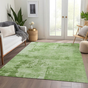 HomeRoots 9' X 12' Abstract Green and Beige Washable Area Rug - UV Protected, Durable, Ideal for Families 683188