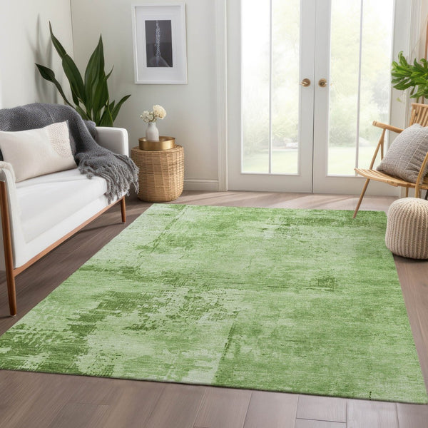 HomeRoots 9' X 12' Abstract Green and Beige Washable Area Rug - UV Protected, Durable, Ideal for Families 683188