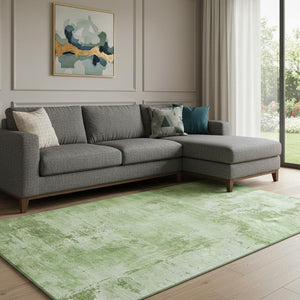 HomeRoots 10' X 14' Washable Area Rug in Green and Beige - Modern Abstract Design with UV Protection & Durability 683189