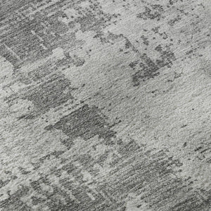 HomeRoots 8' Gray and Silver Abstract Round Rug - Washable, Stain-Resistant, UV Protected for Modern Homes 683192