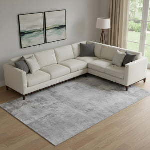 HomeRoots 9' X 12' Gray and Silver Abstract Area Rug - Stain Resistant, UV Protected, Perfect for High-Traffic Rooms! 683194