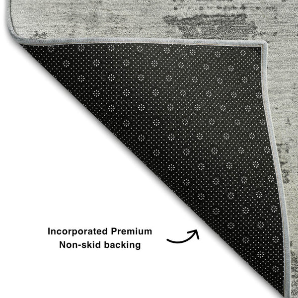 HomeRoots 9' X 12' Gray and Silver Abstract Area Rug - Stain Resistant, UV Protected, Perfect for High-Traffic Rooms! 683194
